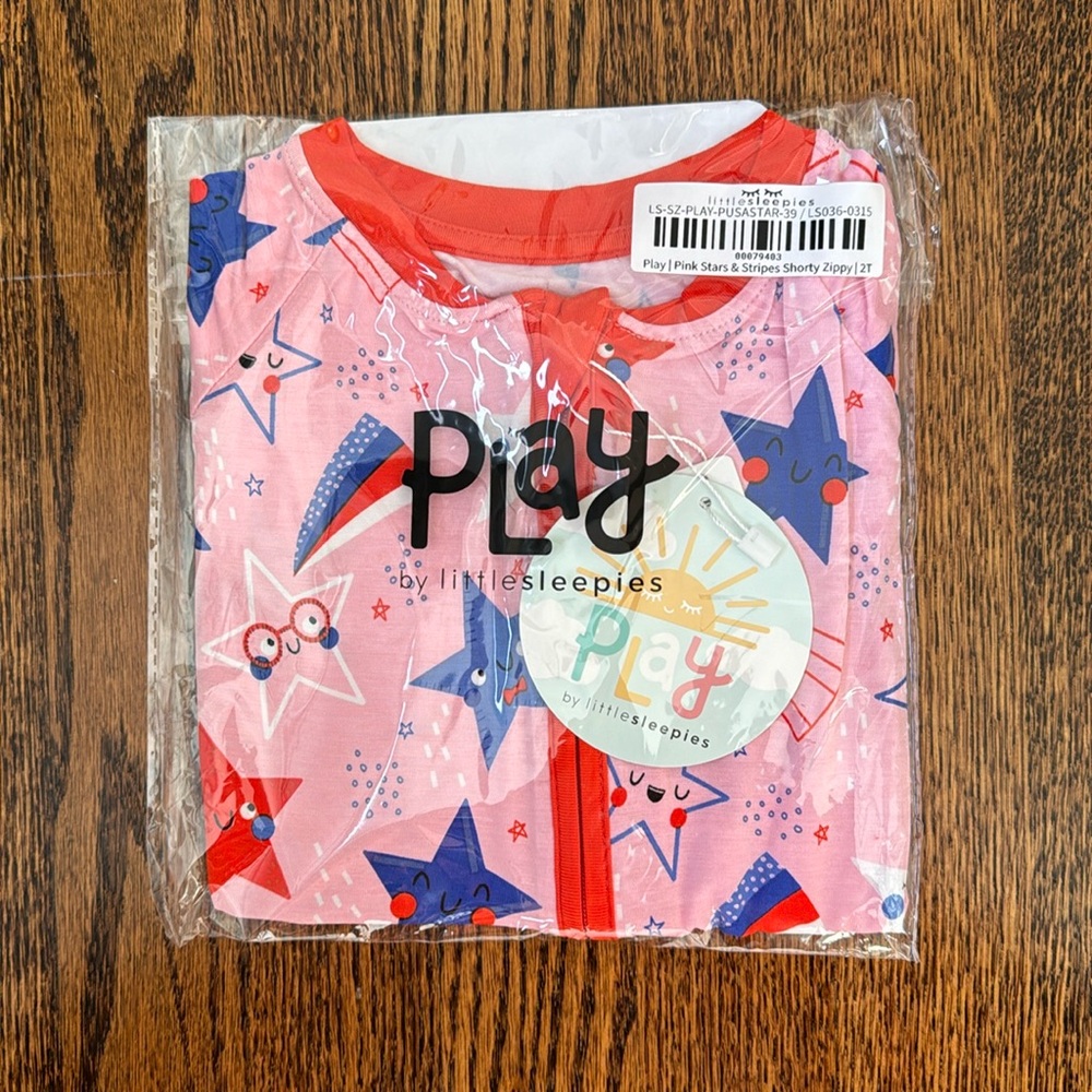 NWT Little Sleepies Shorty Zippy Pink Stars & Stripes
